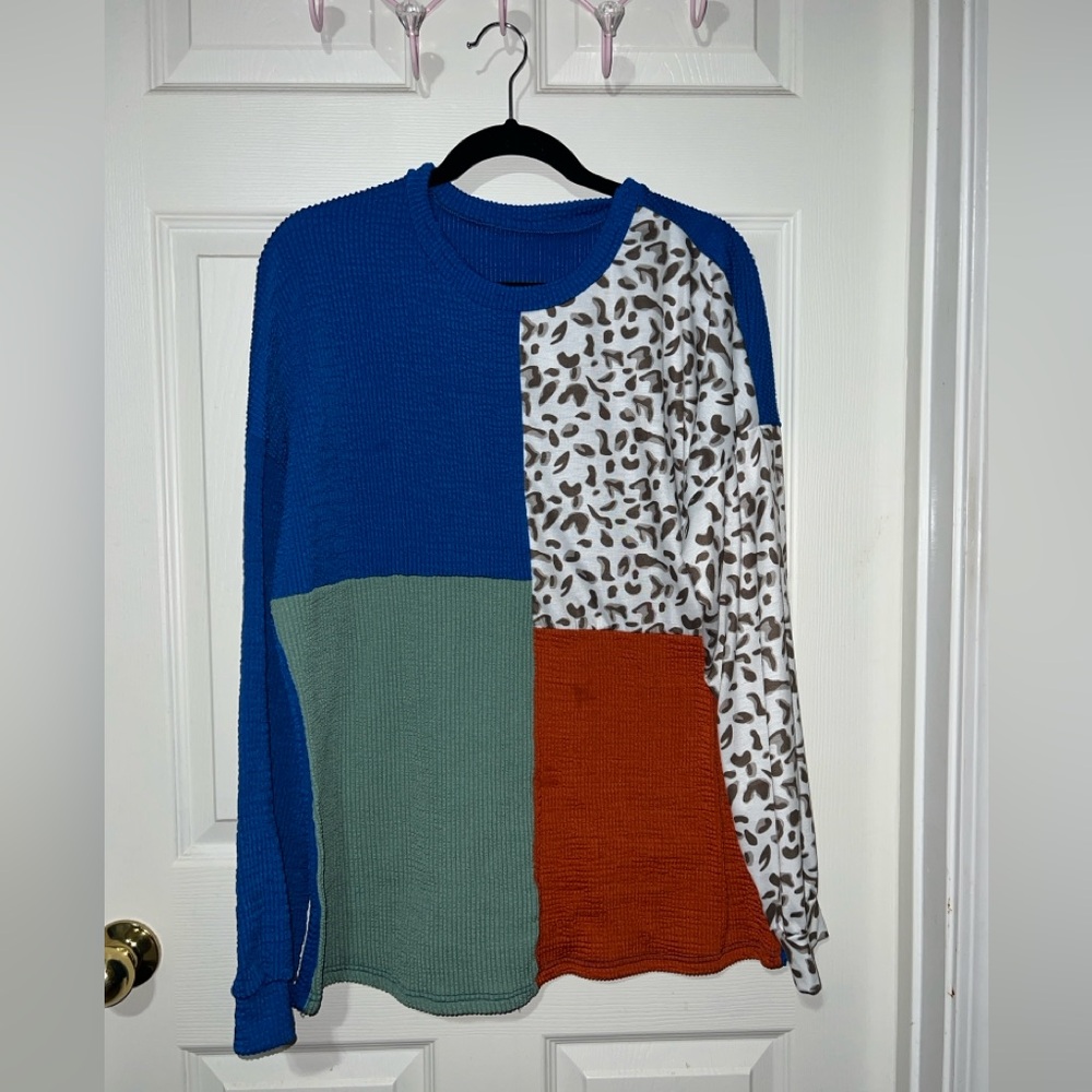 Blue and Orange Knit Sweater